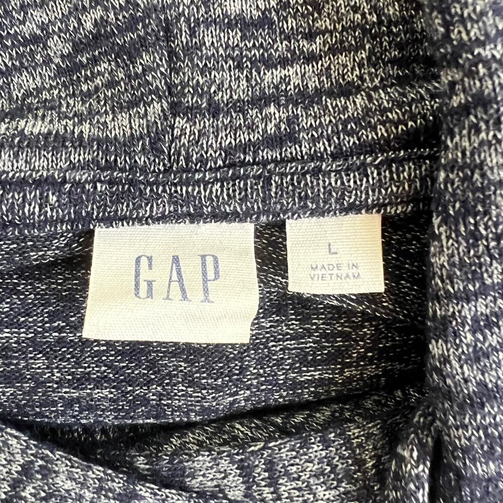 Gap Womens Hoodie Sweater Large Navy Blue Gray Marled Knit Pullover Long Sleeve - Picture 4 of 5